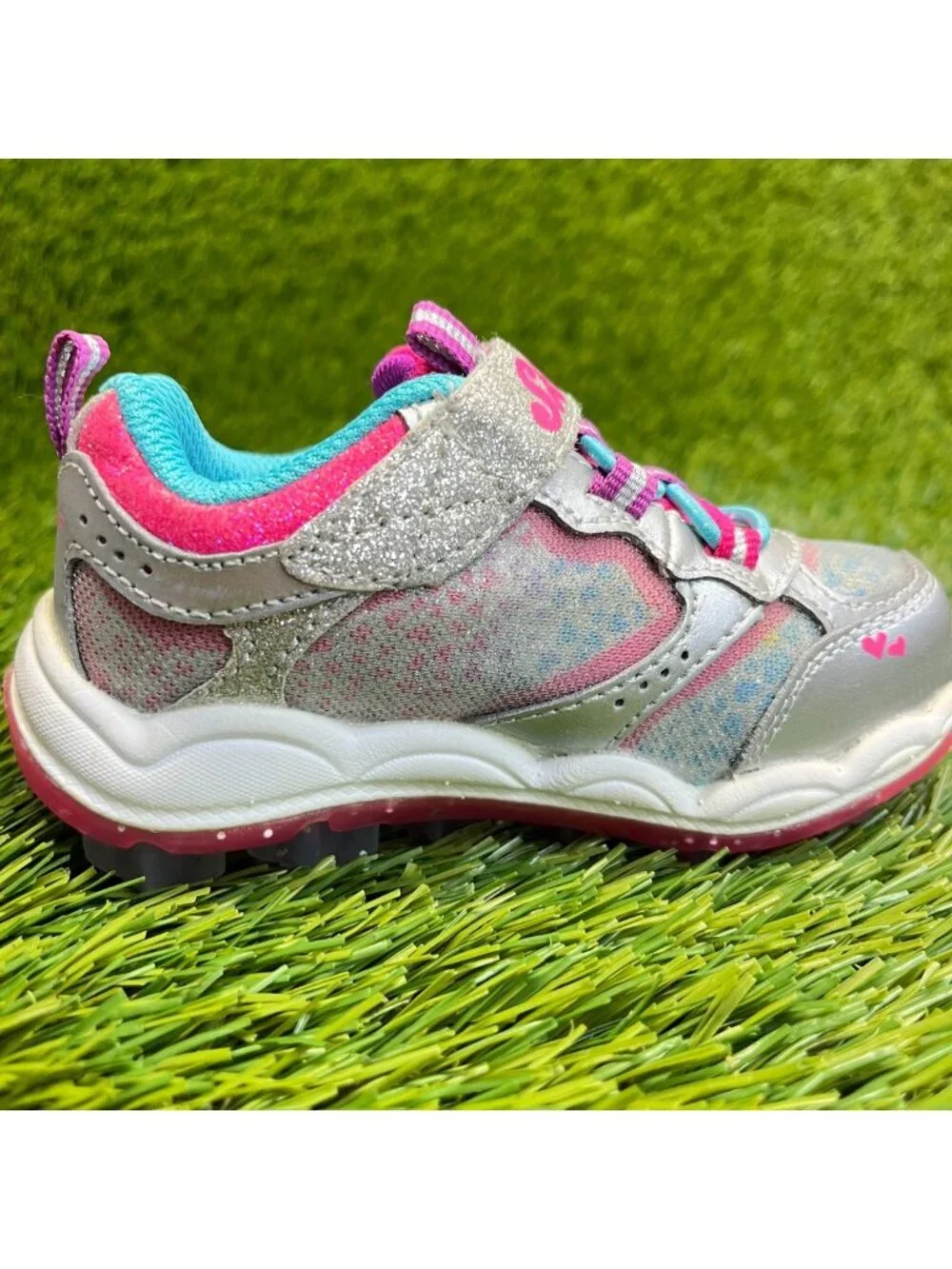 Skechers Skech Air Bungee Toddler Size 5C Silver Pink Athletic Shoes Sneakers